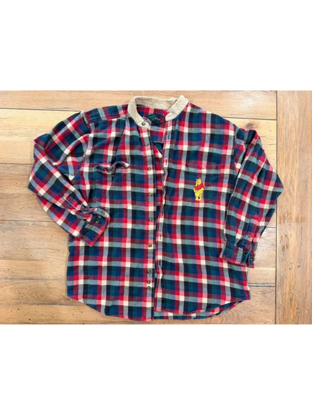 Vintage Disney Winnie the Pooh plaid flannel button-up shirt